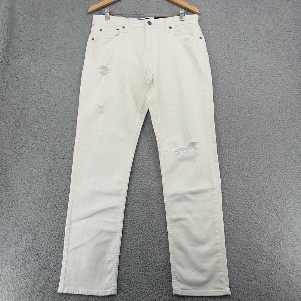 Hollister Epic Flex Slim Straight Jeans Men's 31x32 White Distressed Stretch NWT